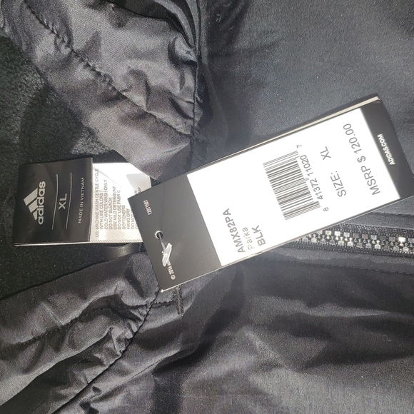 Adidas Unisex Swim Parka Black White Fleece Lined XL NWT - Picture 5 of 11